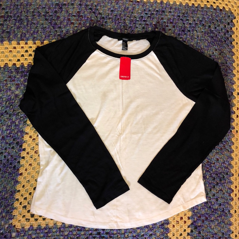 Black and white baseball tee
